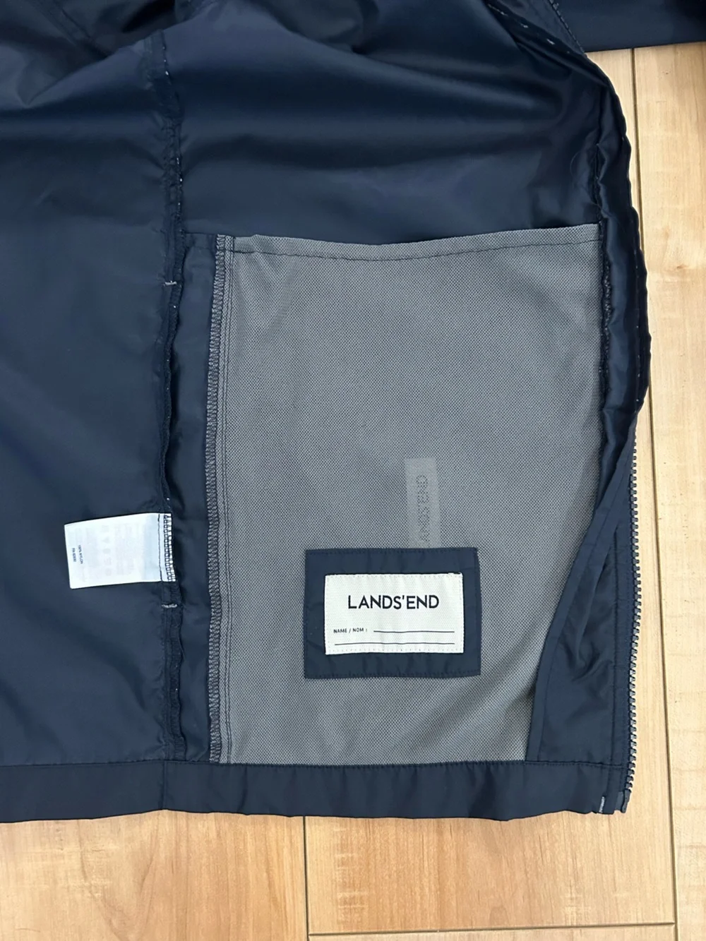 LANDS' END Kids’ Navy Hooded Windbreaker Jacket